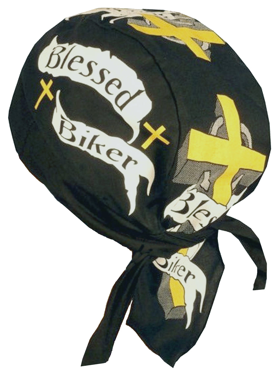 Christian Skull Cap Black and White Doo-Rag with SWEATBAND Du