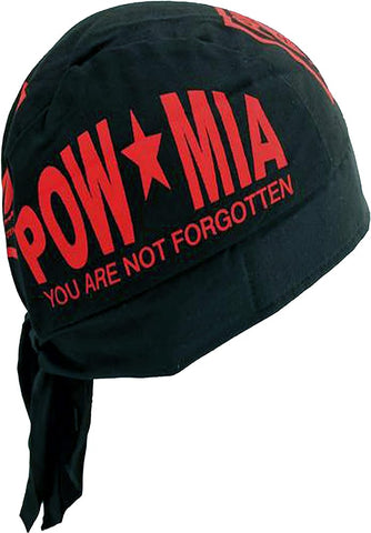 POW MIA Bandana Dorag Cap Prisoner of War Missing in Action You are Not Forgotten Black Do Rag with Sweatband Bikers Hat Cycling Beanie Made in America