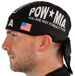 POW MIA Bandana Dorag Cap Prisoner of War Missing in Action You are Not Forgotten Black Do Rag with Sweatband Bikers Hat Cycling Beanie Made in America