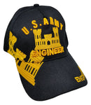 Army Engineer Baseball Cap, Black U.S. Military Hat, Embroidered, Officially Licensed